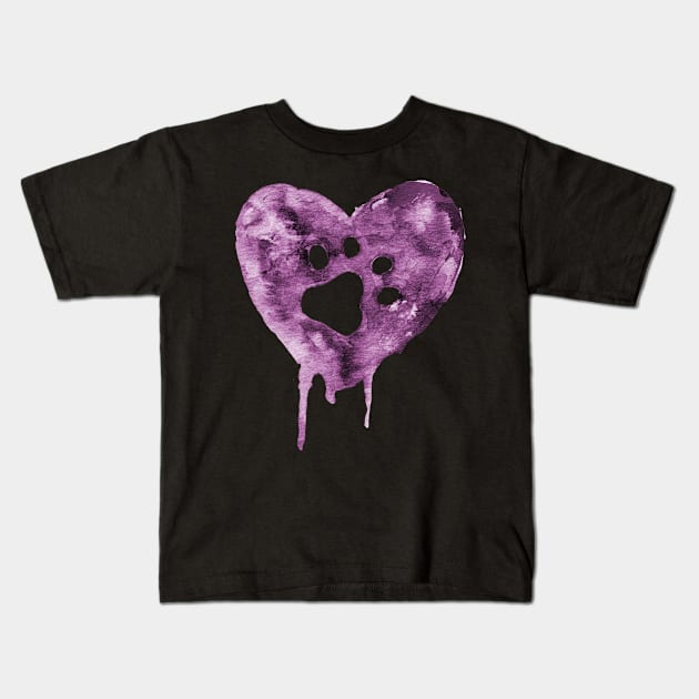 Watercolor Heart - Purple Kids T-Shirt by veerkun